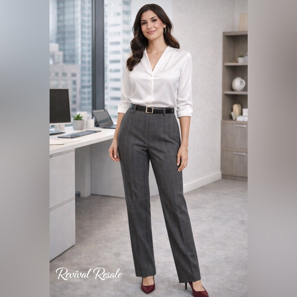 GAP Perfect Trouser 14T Tall Gray Plaid Stretch Work Pants Career Office Chic